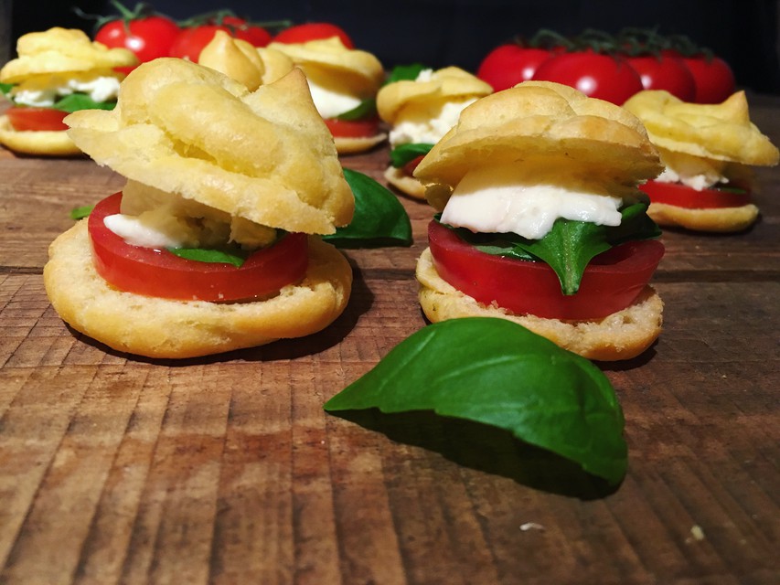 Caprese profiteroles